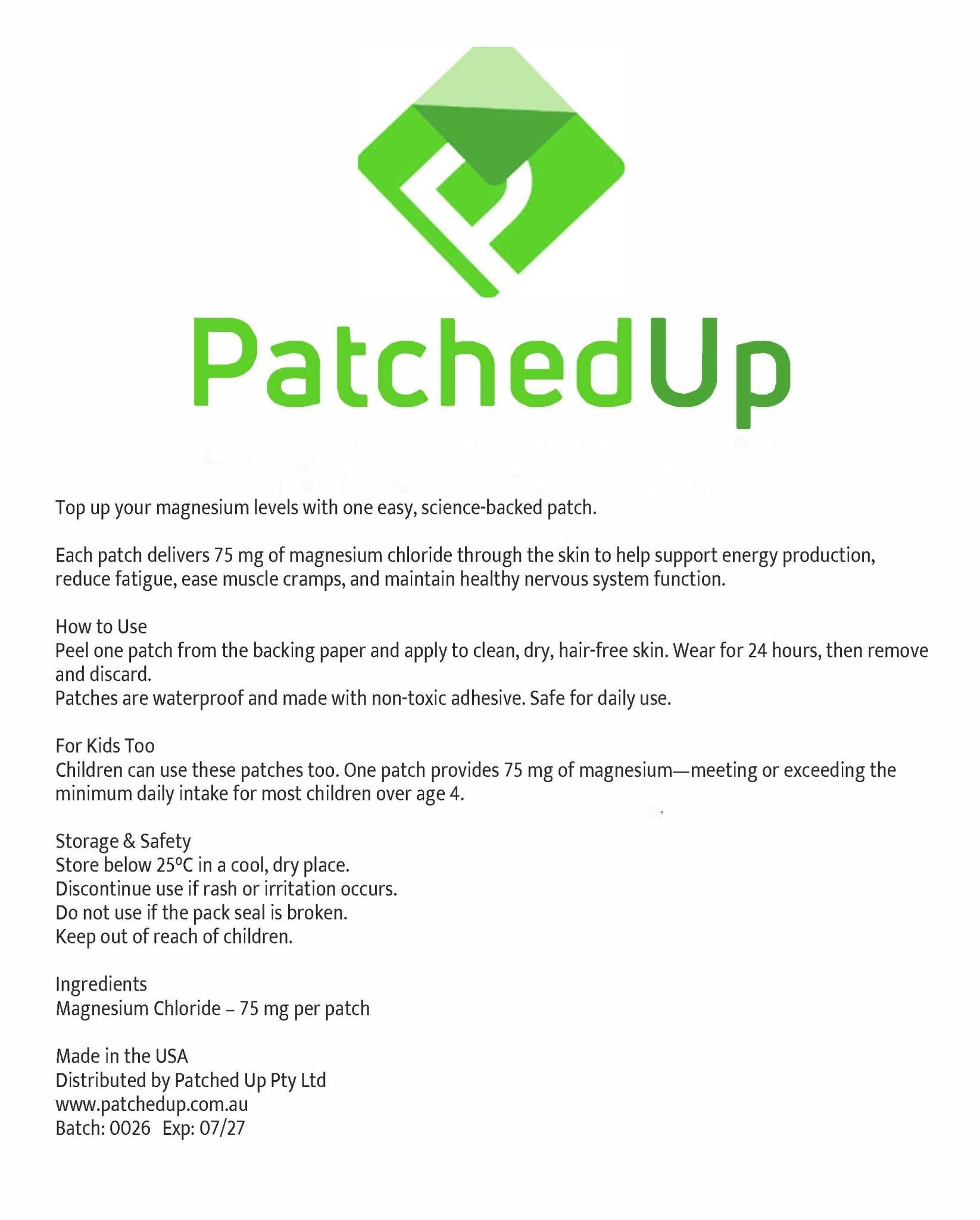 Smart Magnesium Patches – For Muscle, Mood & Sleep Support - Patched Up